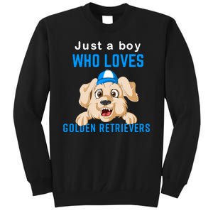 Just A Boy Who Loves Golden Retrivers Tall Sweatshirt