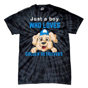 Just A Boy Who Loves Golden Retrivers Tie-Dye T-Shirt