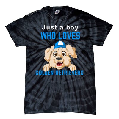 Just A Boy Who Loves Golden Retrivers Tie-Dye T-Shirt