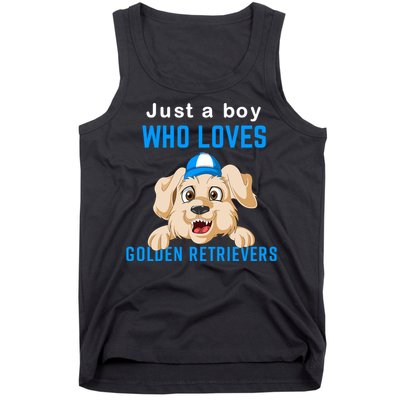 Just A Boy Who Loves Golden Retrivers Tank Top