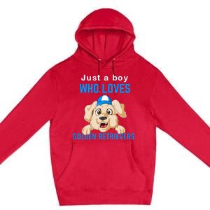 Just A Boy Who Loves Golden Retrivers Premium Pullover Hoodie