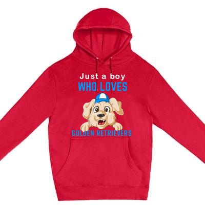 Just A Boy Who Loves Golden Retrivers Premium Pullover Hoodie