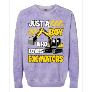 Just A Boy Who Loves Excavators Construction Vehicle Colorblast Crewneck Sweatshirt