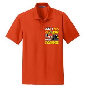 Just A Boy Who Loves Excavators Construction Vehicle Dry Zone Grid Polo