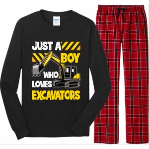 Just A Boy Who Loves Excavators Construction Vehicle Long Sleeve Pajama Set