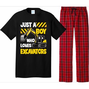 Just A Boy Who Loves Excavators Construction Vehicle Pajama Set