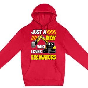 Just A Boy Who Loves Excavators Construction Vehicle Premium Pullover Hoodie