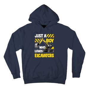 Just A Boy Who Loves Excavators Construction Vehicle Hoodie