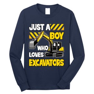 Just A Boy Who Loves Excavators Construction Vehicle Long Sleeve Shirt