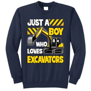 Just A Boy Who Loves Excavators Construction Vehicle Sweatshirt