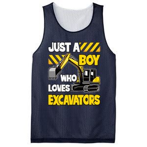 Just A Boy Who Loves Excavators Construction Vehicle Mesh Reversible Basketball Jersey Tank