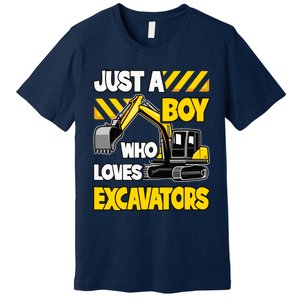 Just A Boy Who Loves Excavators Construction Vehicle Premium T-Shirt