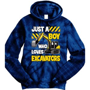 Just A Boy Who Loves Excavators Construction Vehicle Tie Dye Hoodie