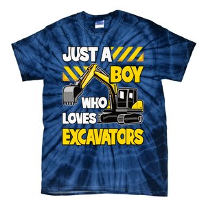 Just A Boy Who Loves Excavators Construction Vehicle Tie-Dye T-Shirt