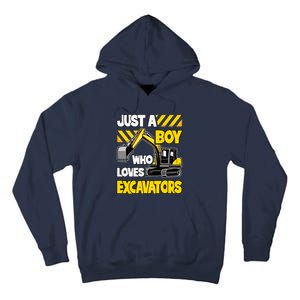 Just A Boy Who Loves Excavators Construction Vehicle Tall Hoodie