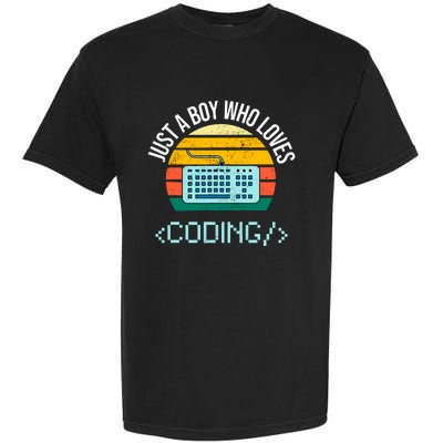 Just A Boy Who Loves Coding Computer Funny Garment-Dyed Heavyweight T-Shirt