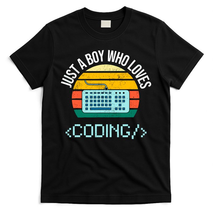 Just A Boy Who Loves Coding Computer Funny T-Shirt
