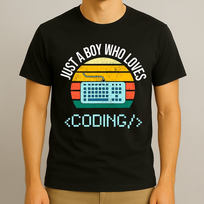 Just A Boy Who Loves Coding Computer Funny T-Shirt