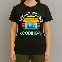 Just A Boy Who Loves Coding Computer Funny T-Shirt