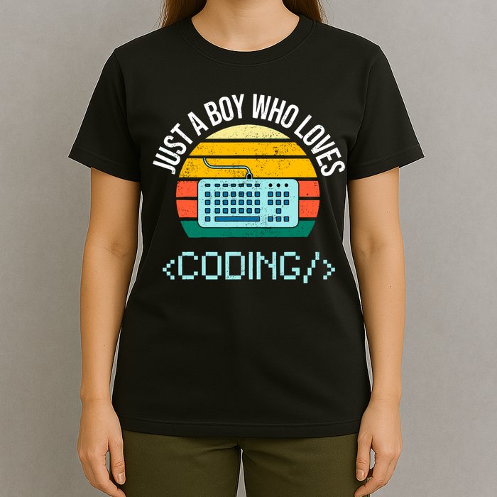 Just A Boy Who Loves Coding Computer Funny T-Shirt