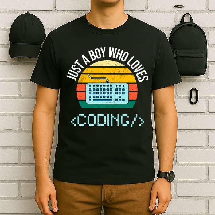 Just A Boy Who Loves Coding Computer Funny T-Shirt
