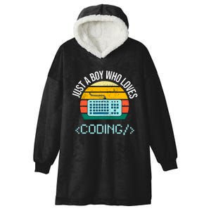 Just A Boy Who Loves Coding Computer Funny Hooded Wearable Blanket