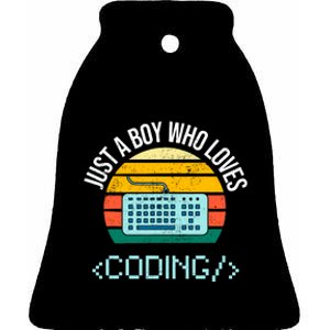 Just A Boy Who Loves Coding Computer Funny Ceramic Bell Ornament