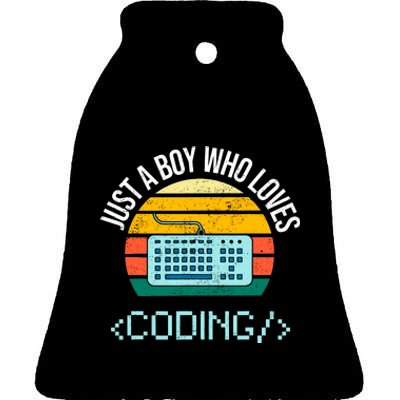 Just A Boy Who Loves Coding Computer Funny Ceramic Bell Ornament