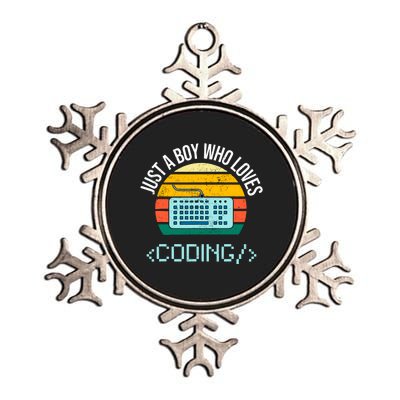 Just A Boy Who Loves Coding Computer Funny Metallic Star Ornament