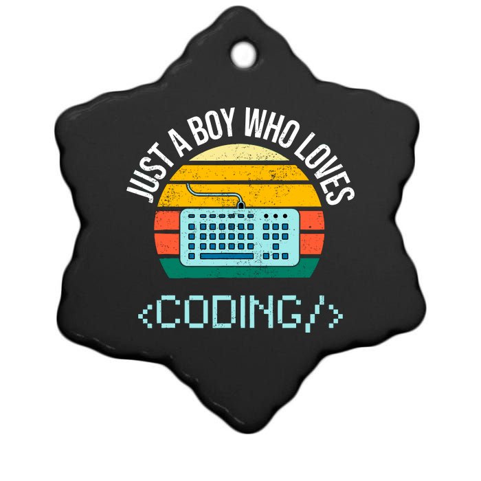 Just A Boy Who Loves Coding Computer Funny Ceramic Star Ornament