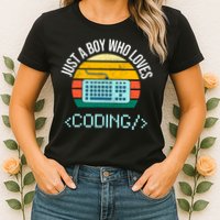 Just A Boy Who Loves Coding Computer Funny Women's T-Shirt