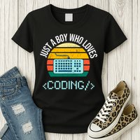 Just A Boy Who Loves Coding Computer Funny Women's T-Shirt