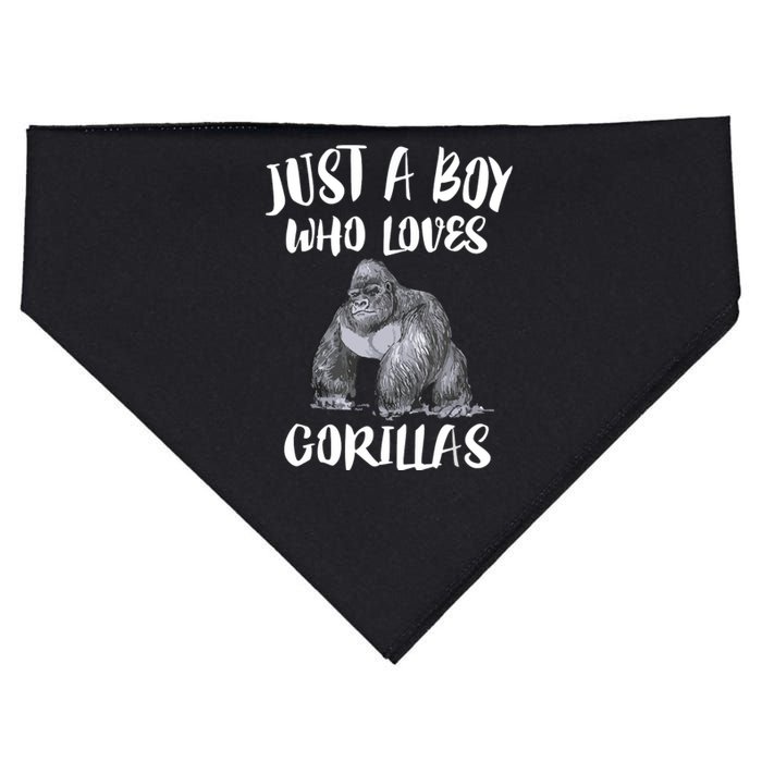 Just A Boy Who Loves Gorillas, Gorilla Lover Gift USA-Made Doggie Bandana