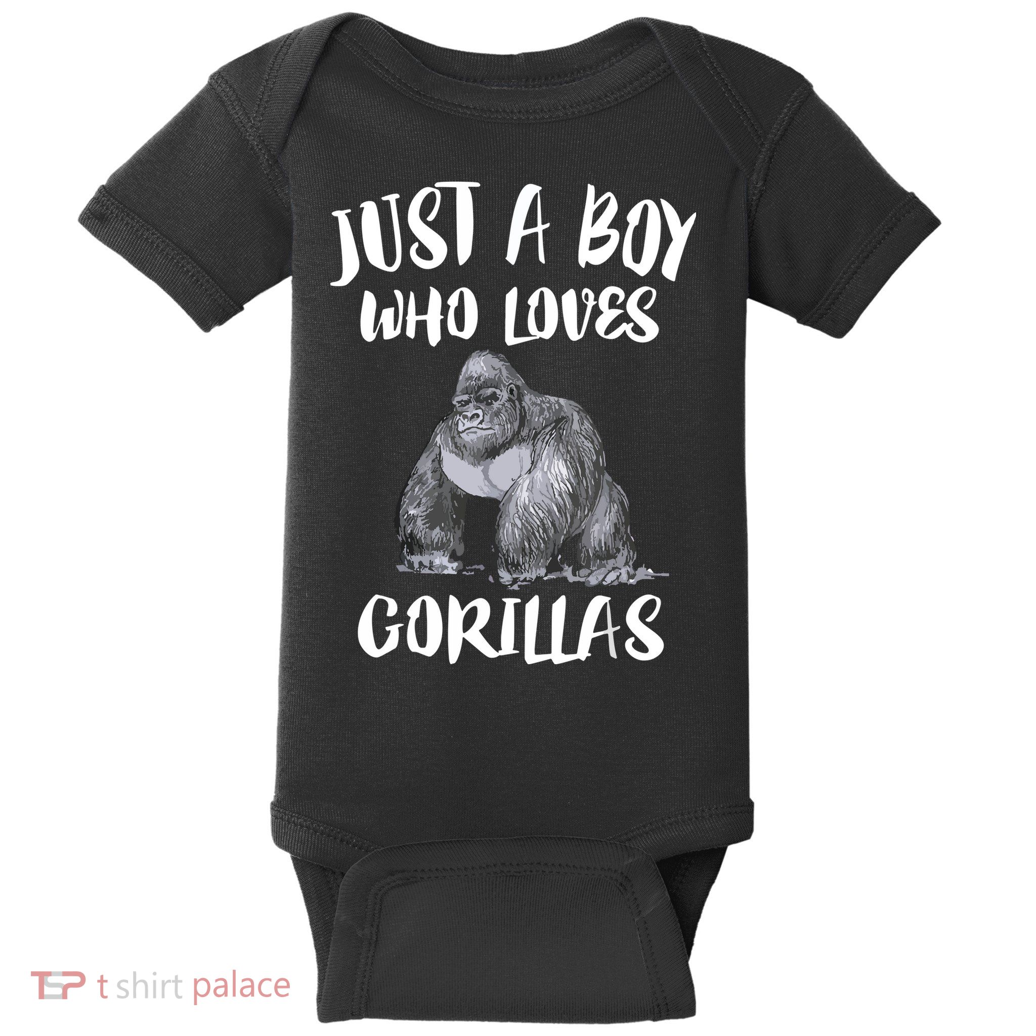 Just A Boy Who Loves Gorillas, Gorilla Lover Gift Baby Bodysuit