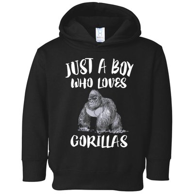 Just A Boy Who Loves Gorillas, Gorilla Lover Gift Toddler Hoodie