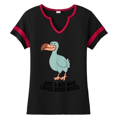 Just A Boy Who Loves Dodo Birds Ladies Halftime Notch Neck Tee