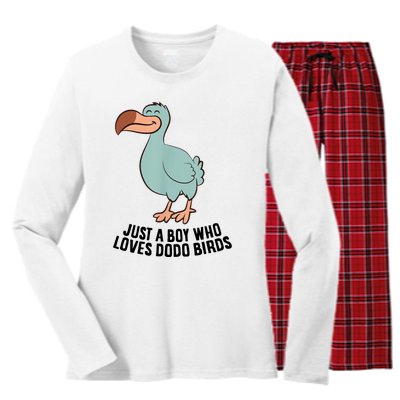 Just A Boy Who Loves Dodo Birds Women's Long Sleeve Flannel Pajama Set 