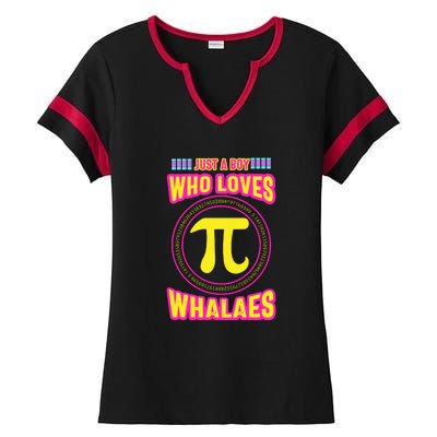 Just A Boy Who Loves Pi Whales Pi Day Ladies Halftime Notch Neck Tee