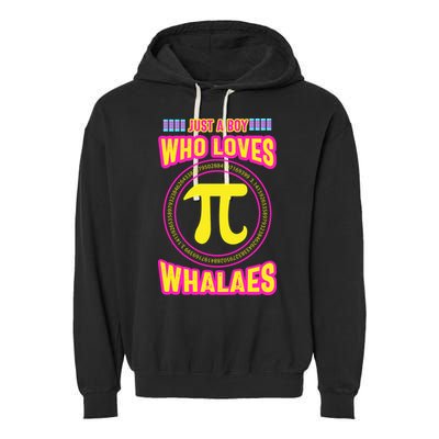 Just A Boy Who Loves Pi Whales Pi Day Garment-Dyed Fleece Hoodie