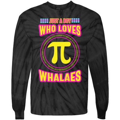 Just A Boy Who Loves Pi Whales Pi Day Tie-Dye Long Sleeve Shirt