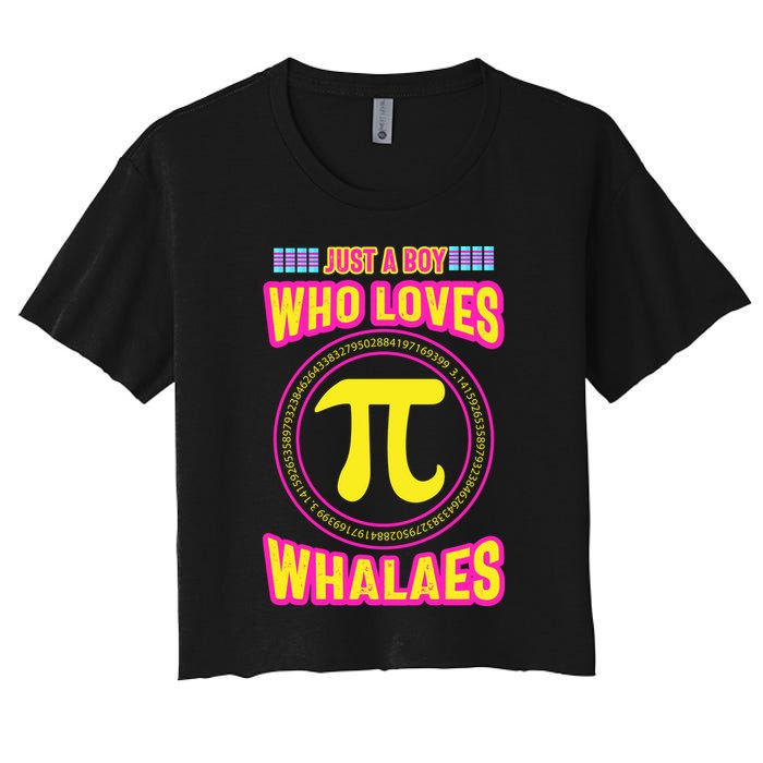 Just A Boy Who Loves Pi Whales Pi Day Crop Top