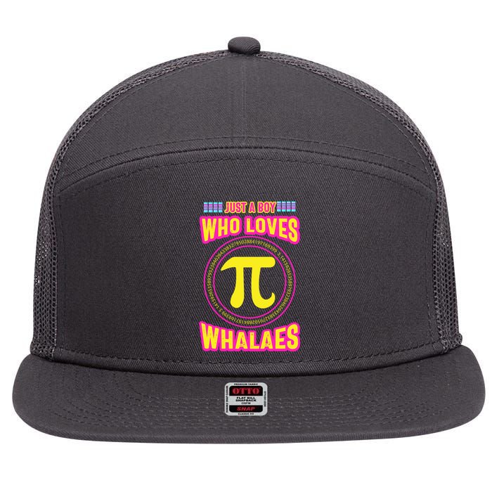 Just A Boy Who Loves Pi Whales Pi Day 7 Panel Mesh Trucker Snapback Hat