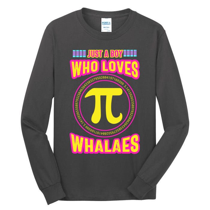 Just A Boy Who Loves Pi Whales Pi Day Tall Long Sleeve T-Shirt