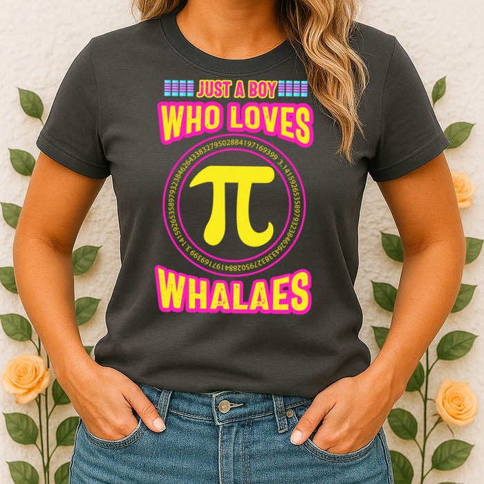Just A Boy Who Loves Pi Whales Pi Day Womens T-Shirt