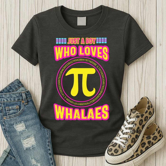 Just A Boy Who Loves Pi Whales Pi Day Womens T-Shirt