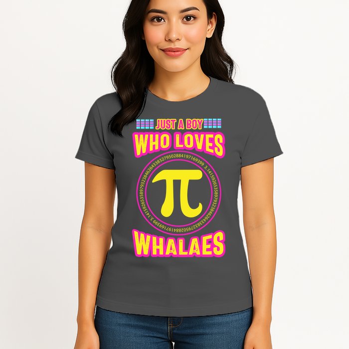 Just A Boy Who Loves Pi Whales Pi Day Womens T-Shirt