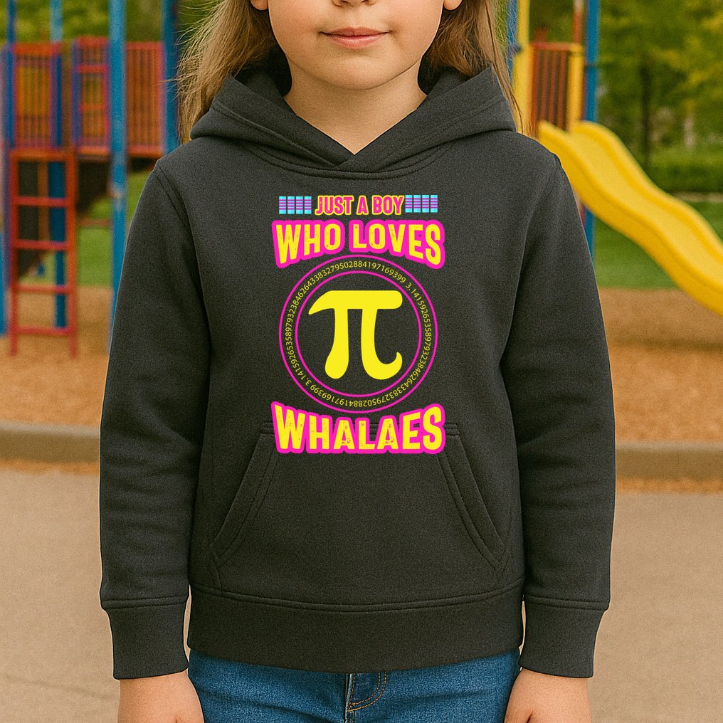Just A Boy Who Loves Pi Whales Pi Day Kids Hoodie
