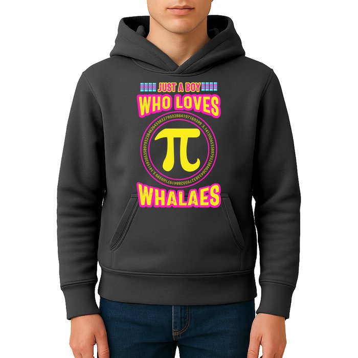 Just A Boy Who Loves Pi Whales Pi Day Kids Hoodie