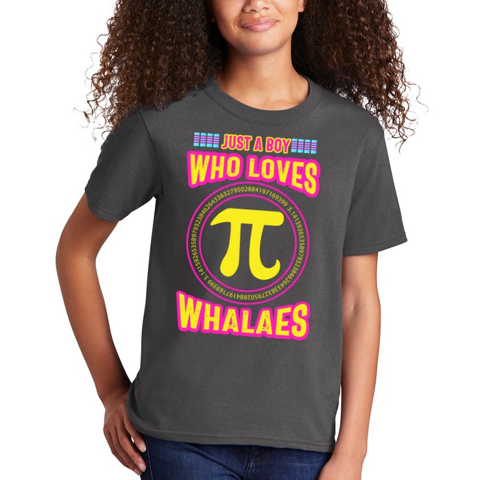 Just A Boy Who Loves Pi Whales Pi Day Kids T-Shirt
