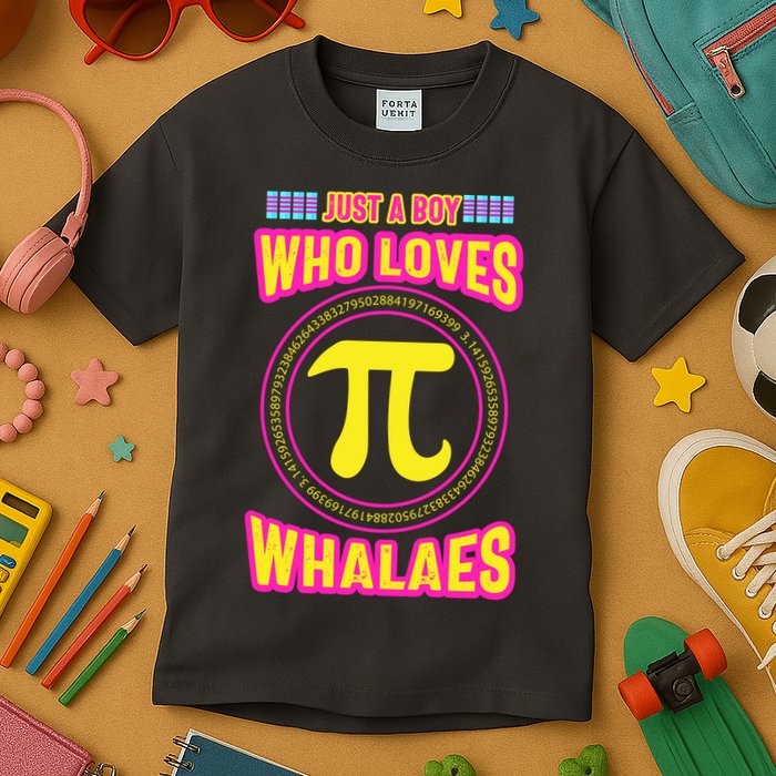 Just A Boy Who Loves Pi Whales Pi Day Kids T-Shirt